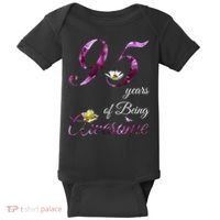 95 Year Old Awesome Floral 1929 95th Birthday Purple Flower Style Baby Bodysuit thumb 0