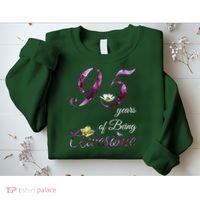 95 Year Old Awesome Floral 1929 95th Birthday Purple Flower Style Sweatshirt thumb 2