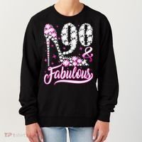 90 Years Old Gifts 90 & Fabulous 90th Birthday Pink Diamond Women's Sweatshirt thumb 0