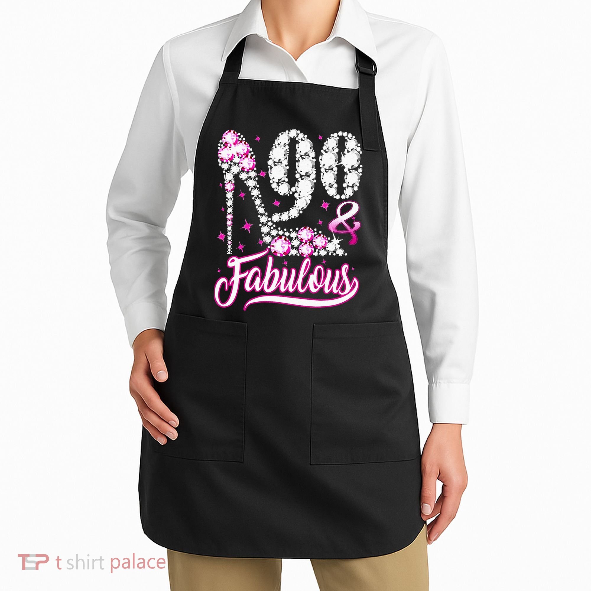 90 Years Old Gifts 90 & Fabulous 90th Birthday Pink Diamond Apron