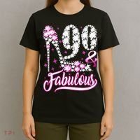 90 Years Old Gifts 90 & Fabulous 90th Birthday Pink Diamond T-Shirt thumb 4