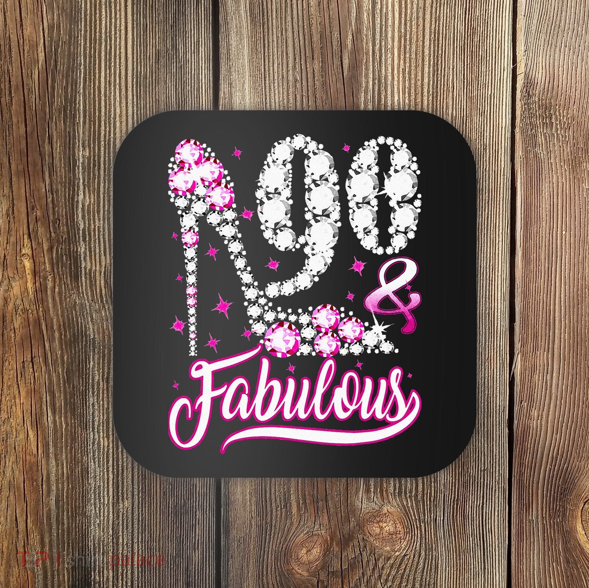 90 Years Old Gifts 90 & Fabulous 90th Birthday Pink Diamond Coaster