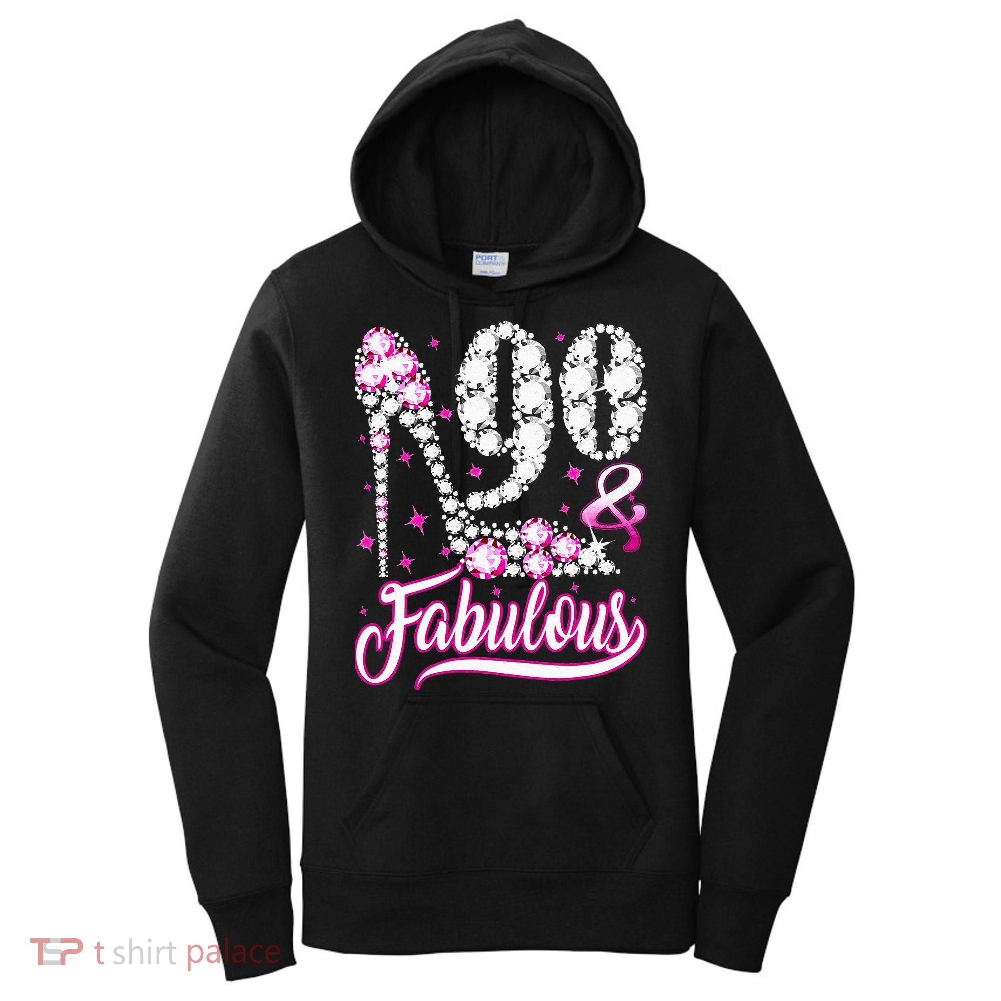 90 Years Old Gifts 90 & Fabulous 90th Birthday Pink Diamond Women's Hoodie
