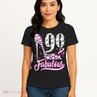 90 Years Old Gifts 90 & Fabulous 90th Birthday Pink Diamond Women's T-Shirt thumb 4