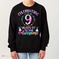 9 Years Of Being Awesome 9 Years Old 9th Birthday Tie Dye Women's Sweatshirt thumb 0
