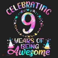 9 Years Of Being Awesome 9 Years Old 9th Birthday Tie Dye Beanie thumb 2