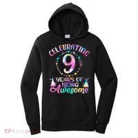 9 Years Of Being Awesome 9 Years Old 9th Birthday Tie Dye Women's Hoodie thumb 0