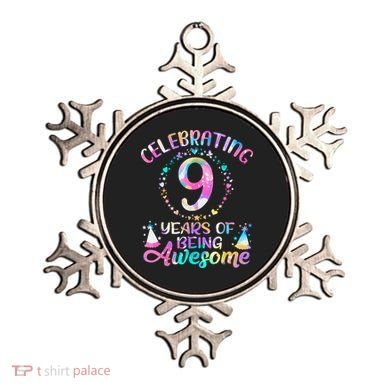 9 Years Of Being Awesome 9 Years Old 9th Birthday Tie Dye Ornament