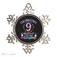 9 Years Of Being Awesome 9 Years Old 9th Birthday Tie Dye Ornament thumb 0