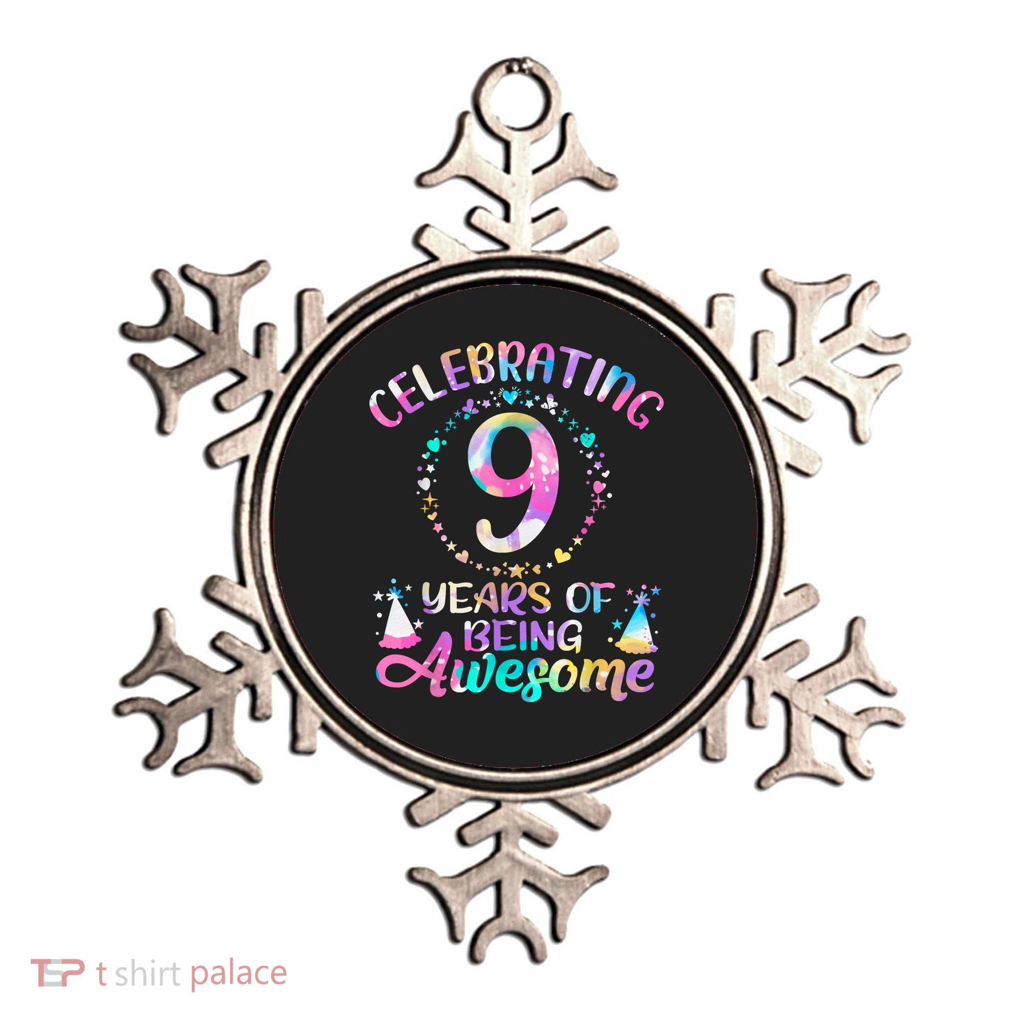 9 Years Of Being Awesome 9 Years Old 9th Birthday Tie Dye Ornament