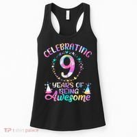 9 Years Of Being Awesome 9 Years Old 9th Birthday Tie Dye Women's Tank Top thumb 0