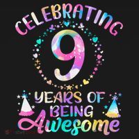 9 Years Of Being Awesome 9 Years Old 9th Birthday Tie Dye Tote Bag thumb 4