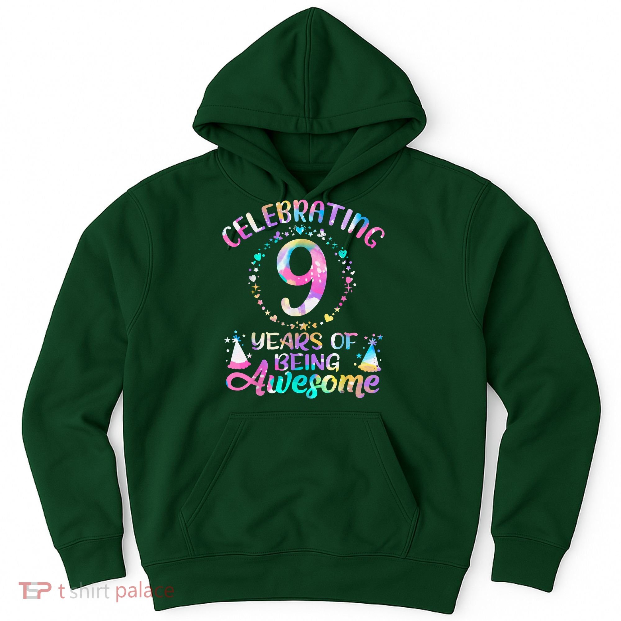 9 Years Of Being Awesome 9 Years Old 9th Birthday Tie Dye Hoodie