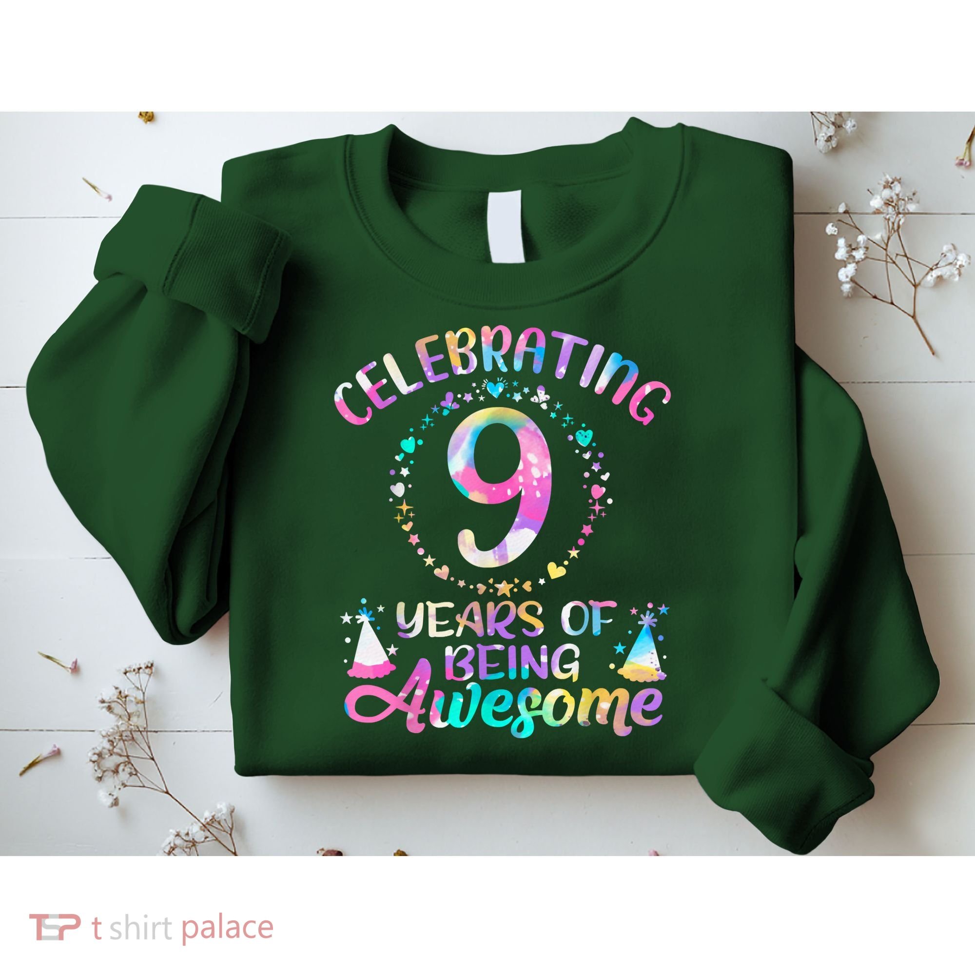 9 Years Of Being Awesome 9 Years Old 9th Birthday Tie Dye Sweatshirt
