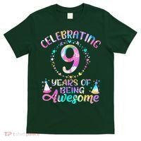 9 Years Of Being Awesome 9 Years Old 9th Birthday Tie Dye T-Shirt thumb 0