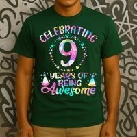 9 Years Of Being Awesome 9 Years Old 9th Birthday Tie Dye T-Shirt thumb 3