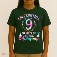 9 Years Of Being Awesome 9 Years Old 9th Birthday Tie Dye T-Shirt thumb 4