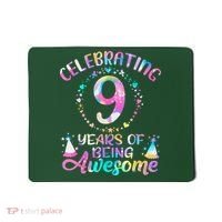 9 Years Of Being Awesome 9 Years Old 9th Birthday Tie Dye Mousepad thumb 0