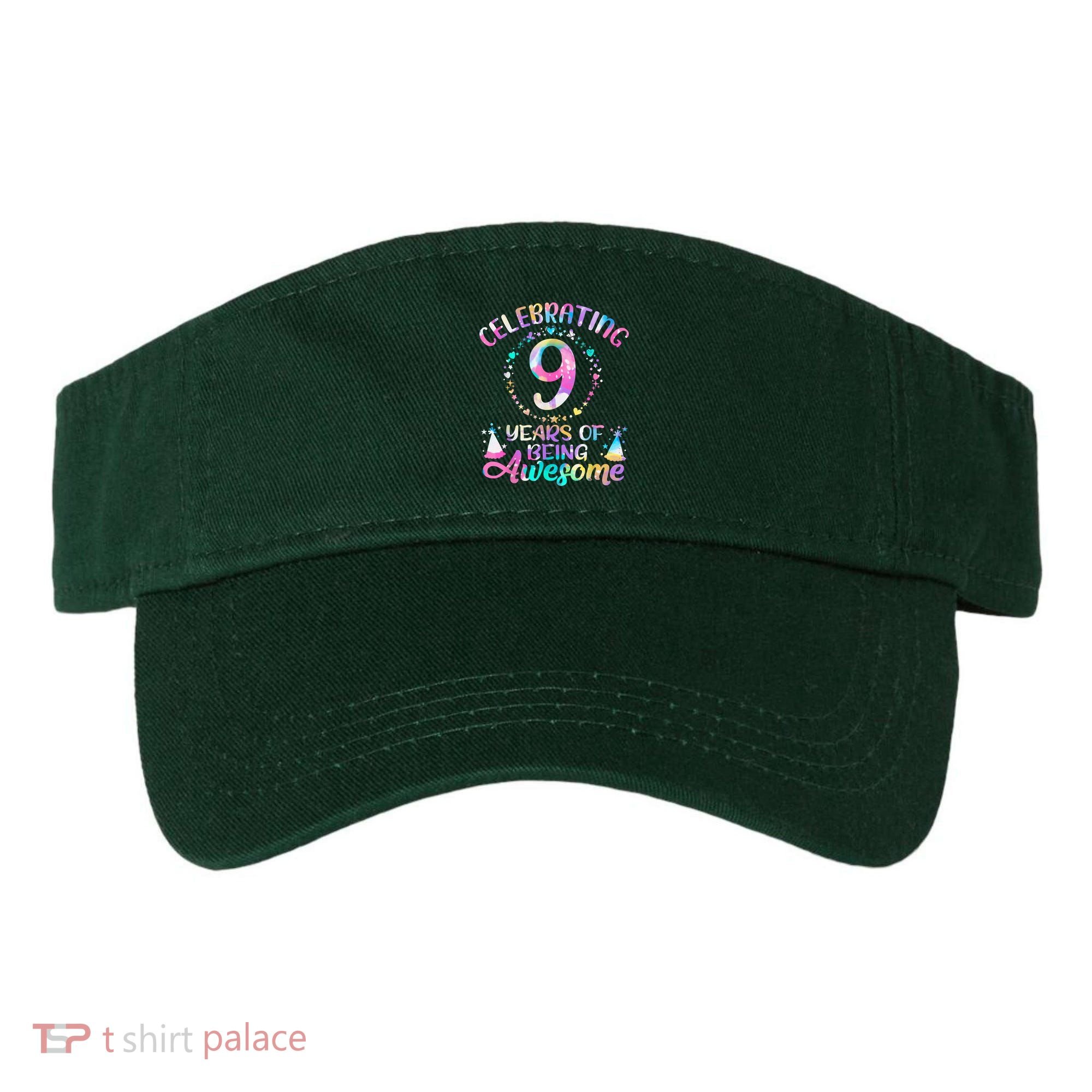 9 Years Of Being Awesome 9 Years Old 9th Birthday Tie Dye Visor