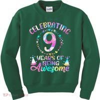 9 Years Of Being Awesome 9 Years Old 9th Birthday Tie Dye Kids Sweatshirt thumb 0