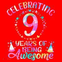 9 Years Of Being Awesome 9 Years Old 9th Birthday Tie Dye Santa Hat thumb 1
