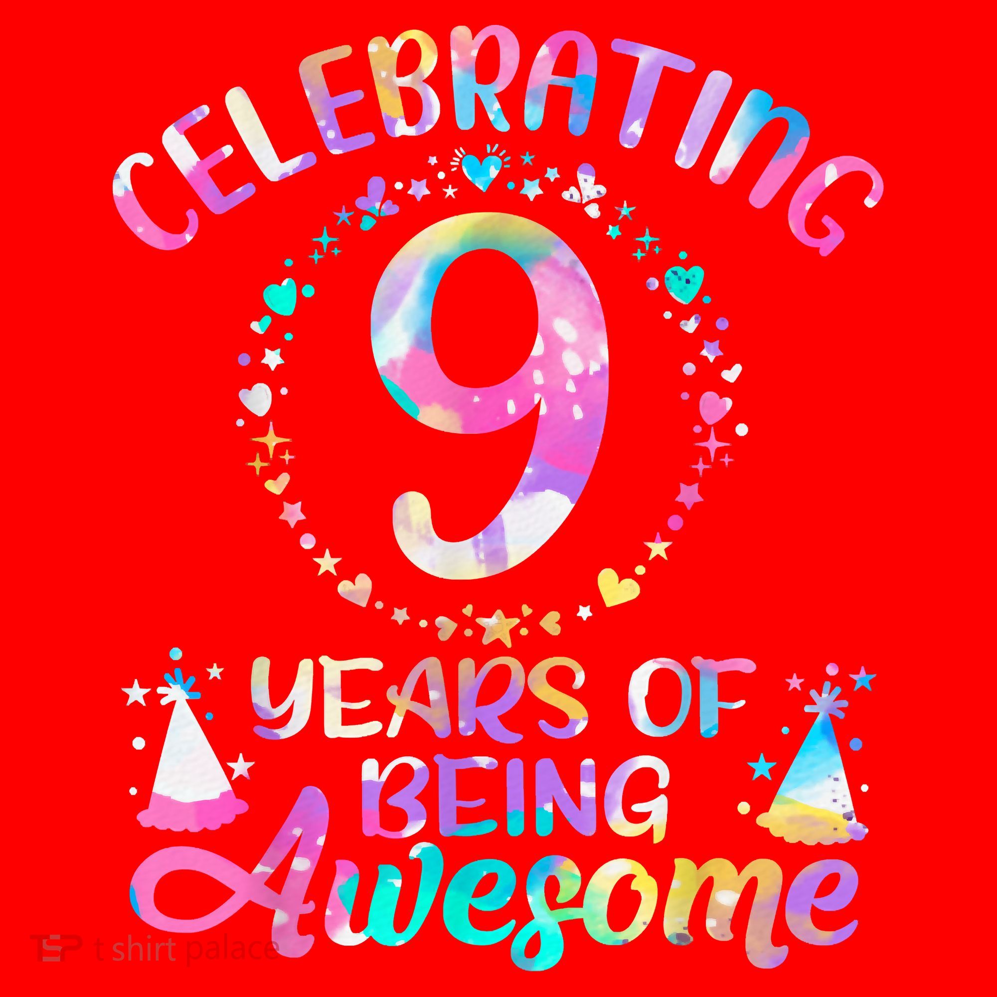 9 Years Of Being Awesome 9 Years Old 9th Birthday Tie Dye Santa Hat