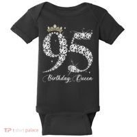 95 Year Old Its My 95th Birthday Queen Diamond Heels Crown Baby Bodysuit thumb 0