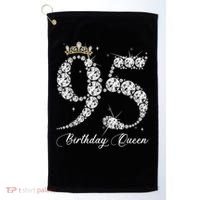 95 Year Old Its My 95th Birthday Queen Diamond Heels Crown Golf Towel thumb 0