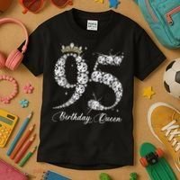 95 Year Old Its My 95th Birthday Queen Diamond Heels Crown Kids T-Shirt thumb 3