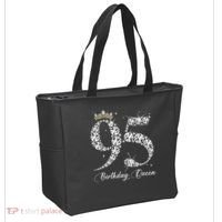 95 Year Old Its My 95th Birthday Queen Diamond Heels Crown Tote Bag thumb 2