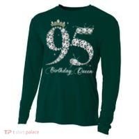 95 Year Old Its My 95th Birthday Queen Diamond Heels Crown Cooling Performance Long Sleeve Crew thumb 0