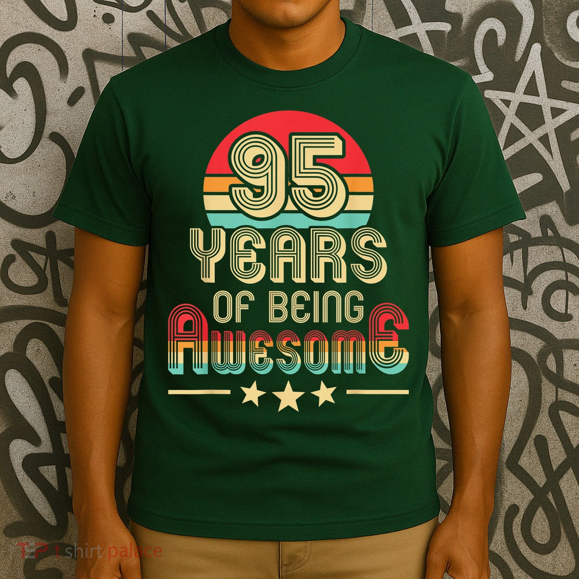95 Years Of Being Awesome 95 Years Old 95th Birthday Retro T-Shirt