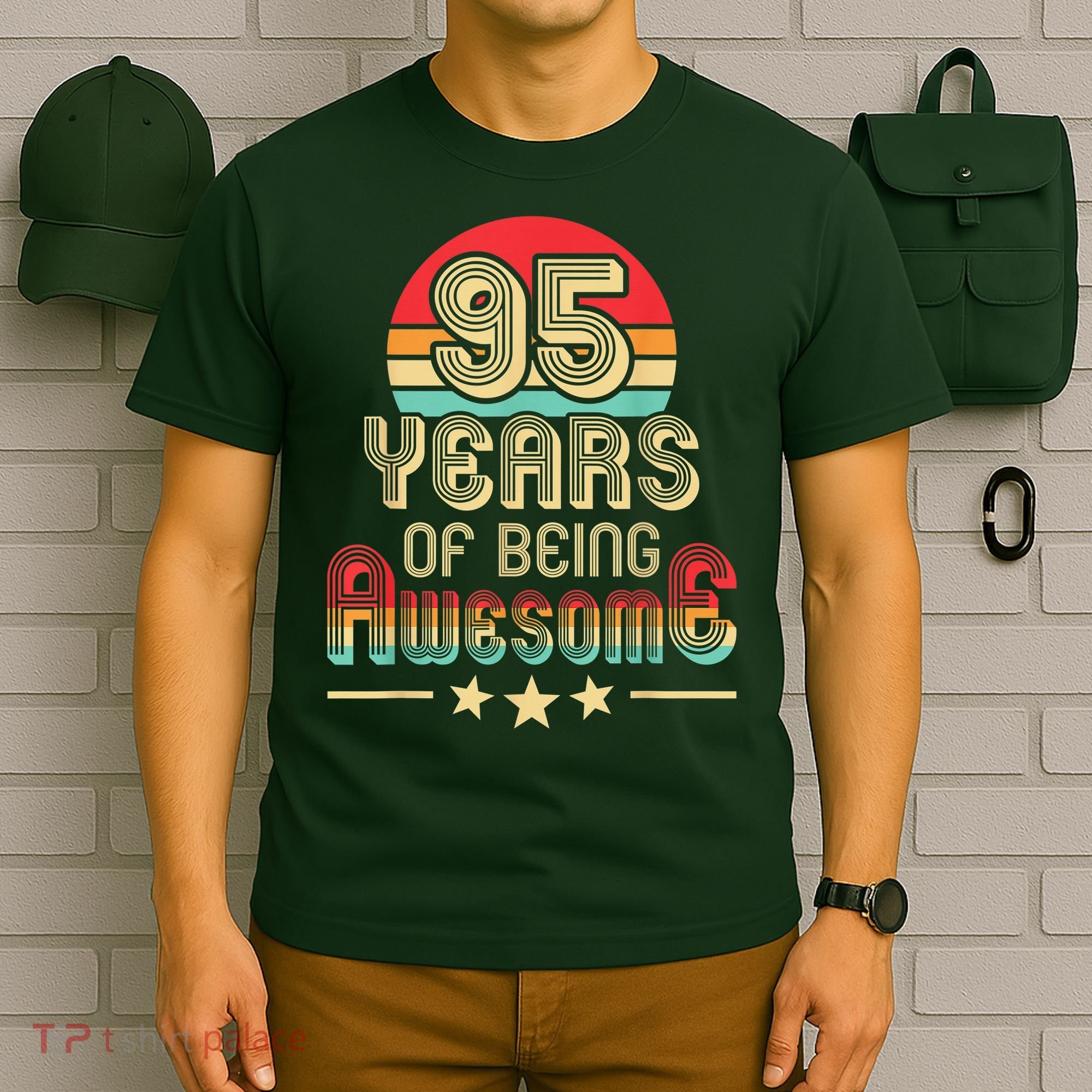 95 Years Of Being Awesome 95 Years Old 95th Birthday Retro T-Shirt
