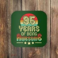 95 Years Of Being Awesome 95 Years Old 95th Birthday Retro Coaster thumb 0
