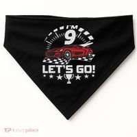 9 Year Old Race Car 9th Birthday Racing Racecar USA-Made Doggie Bandana thumb 0