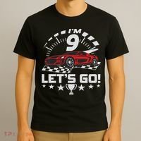 9 Year Old Race Car 9th Birthday Racing Racecar T-Shirt thumb 3