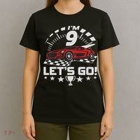 9 Year Old Race Car 9th Birthday Racing Racecar T-Shirt thumb 4