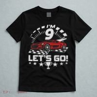 9 Year Old Race Car 9th Birthday Racing Racecar T-Shirt thumb 5