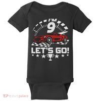 9 Year Old Race Car 9th Birthday Racing Racecar Baby Bodysuit thumb 0