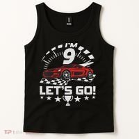 9 Year Old Race Car 9th Birthday Racing Racecar Tank Top thumb 2