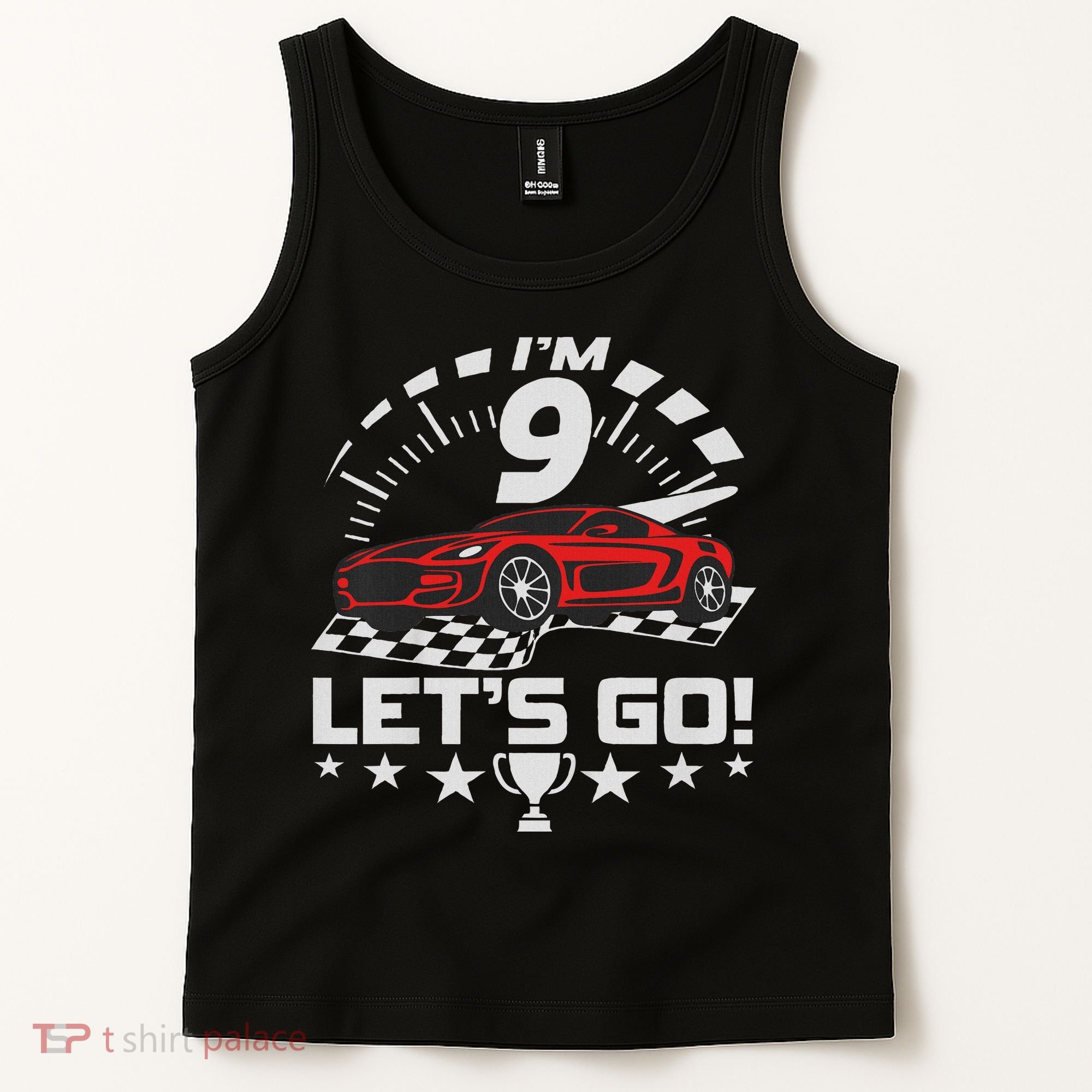 9 Year Old Race Car 9th Birthday Racing Racecar Tank Top