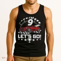 9 Year Old Race Car 9th Birthday Racing Racecar Tank Top thumb 3