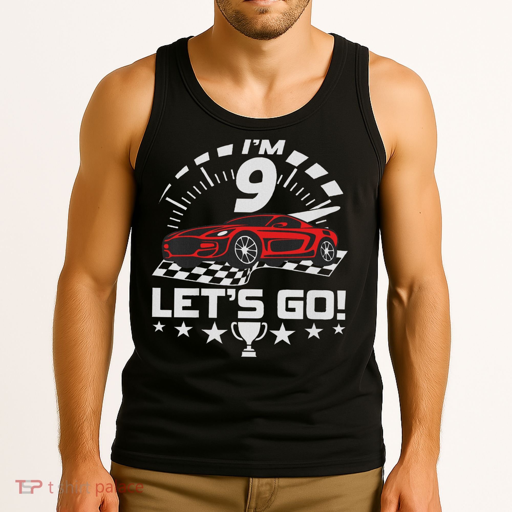 9 Year Old Race Car 9th Birthday Racing Racecar Tank Top