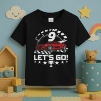 9 Year Old Race Car 9th Birthday Racing Racecar Toddler T-Shirt thumb 3