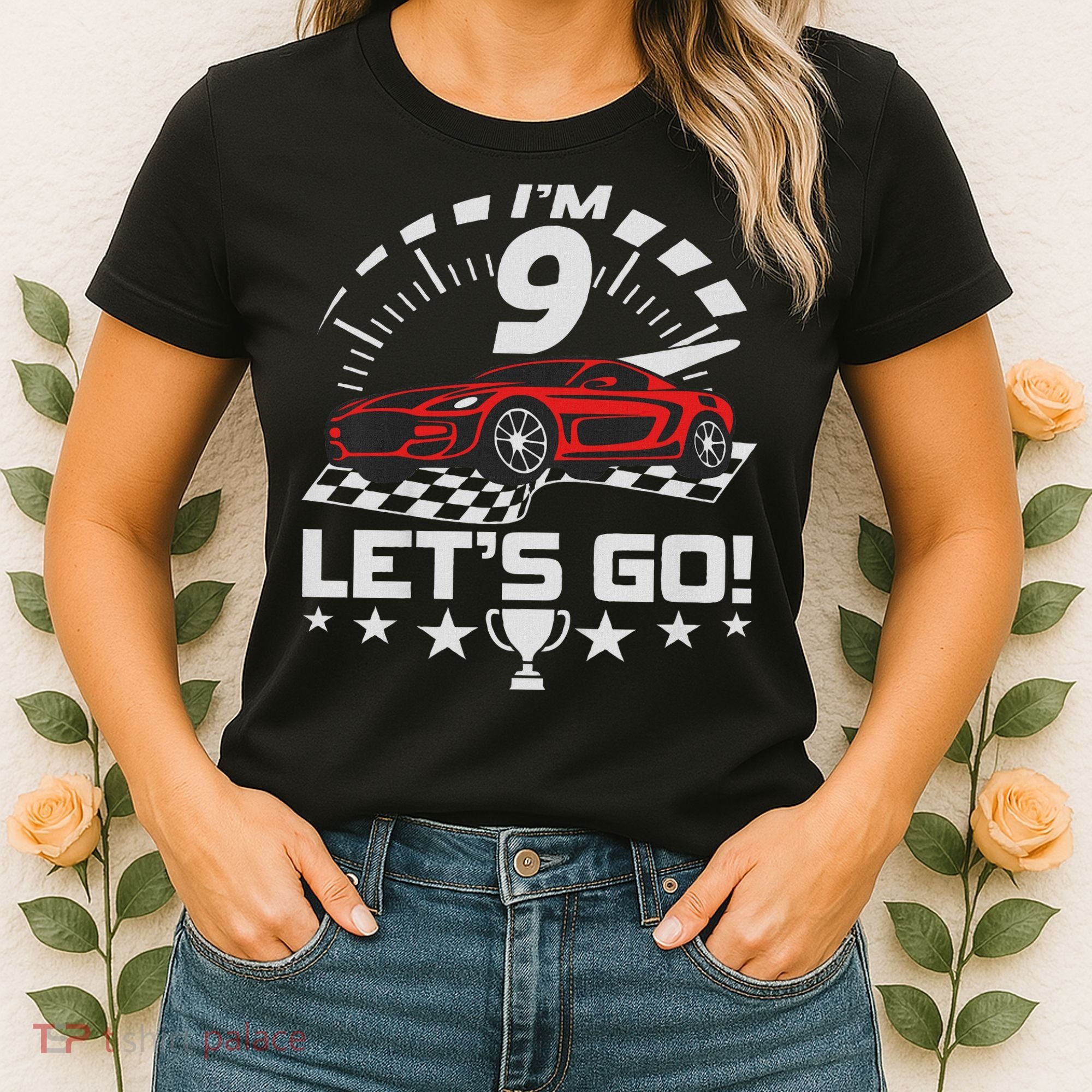9 Year Old Race Car 9th Birthday Racing Racecar Women's T-Shirt