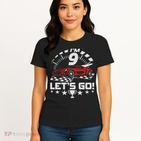 9 Year Old Race Car 9th Birthday Racing Racecar Women's T-Shirt thumb 4