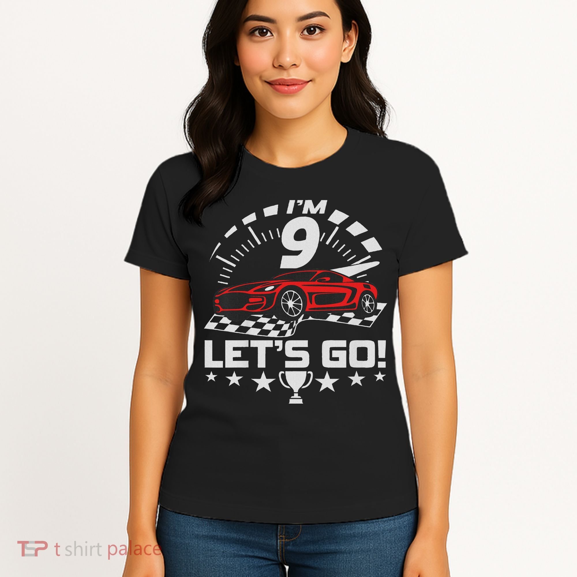 9 Year Old Race Car 9th Birthday Racing Racecar Women's T-Shirt