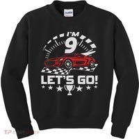 9 Year Old Race Car 9th Birthday Racing Racecar Kids Sweatshirt thumb 0
