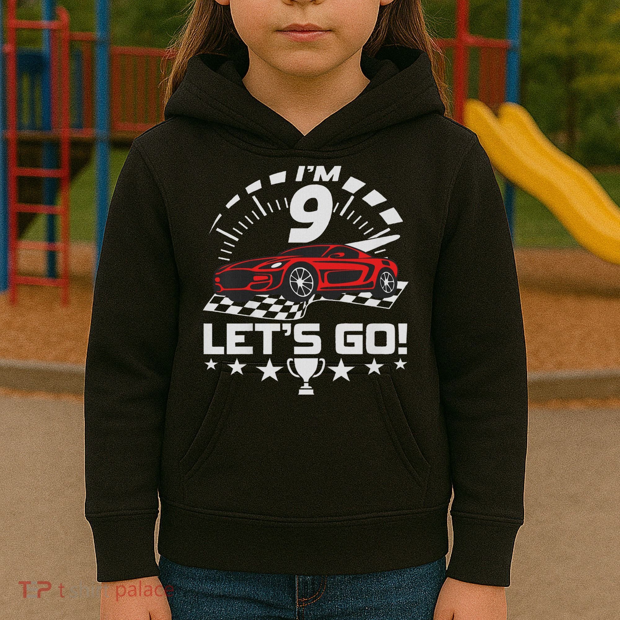 9 Year Old Race Car 9th Birthday Racing Racecar Kids Hoodie