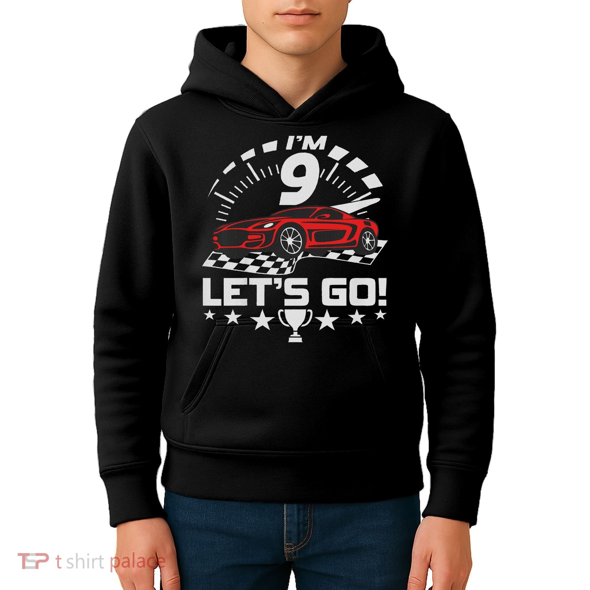 9 Year Old Race Car 9th Birthday Racing Racecar Kids Hoodie